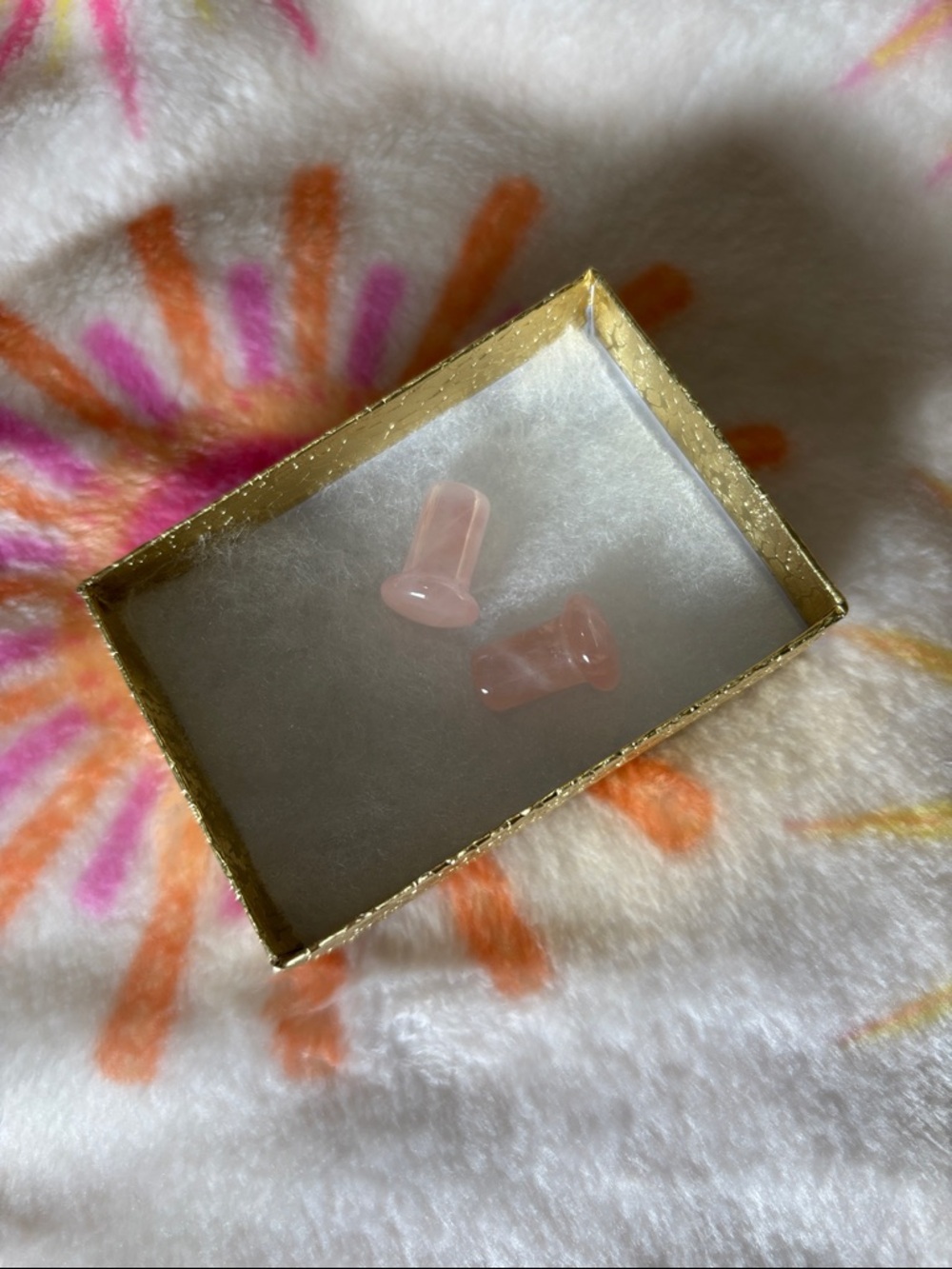 Natural Rose Quartz Stone Single Flare Plugs Pair